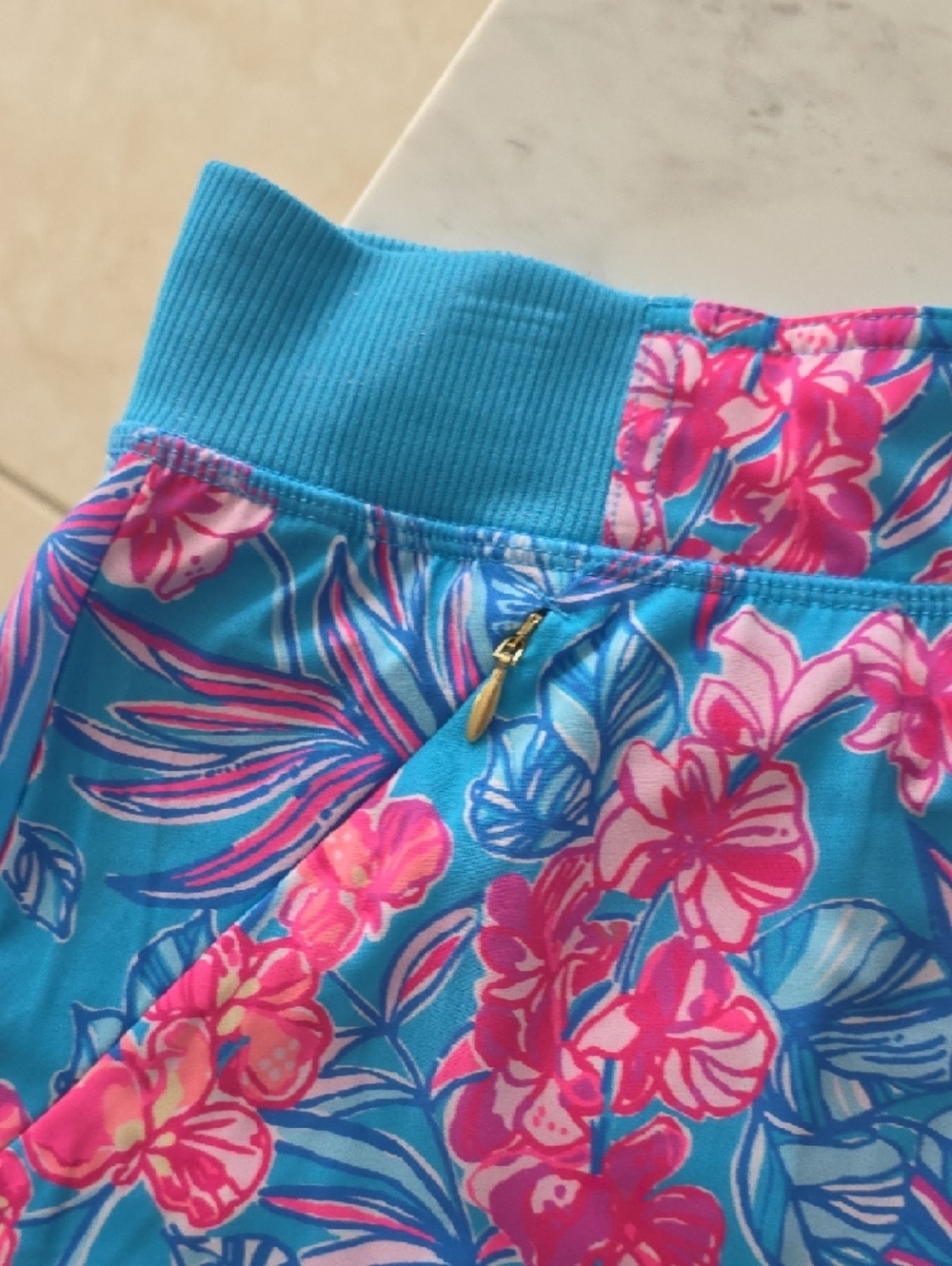 Lilly Pulitzer Aqua Floral Ruffle Skort - Picture 3 of 9